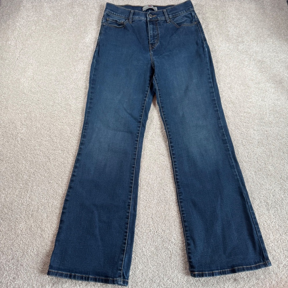 Levis 512 Perfectly Slimming Bootcut Jeans Womens 10S Dark Wash Embellished Blue - Picture 2 of 9